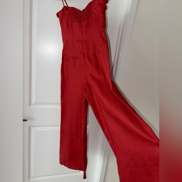 Farm Rio: Red Petals Bodice Euroflax™ Premium Linen Jumpsuit - Picture 6 of 13